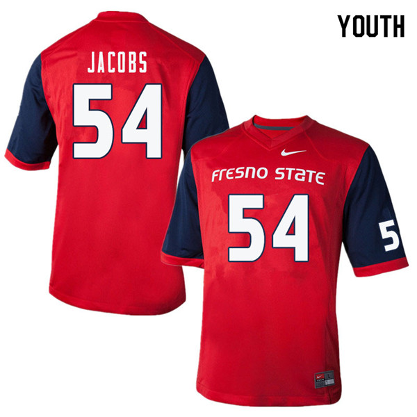 Youth #54 Ben Jacobs Fresno State Bulldogs College Football Jerseys Sale-Red